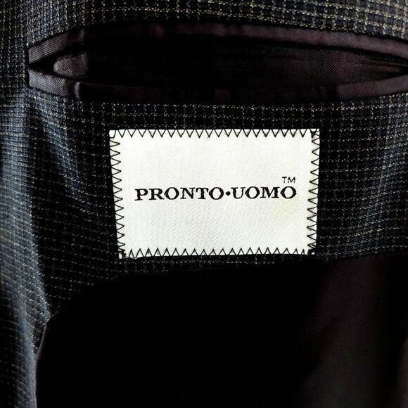Pronto Uomo Lanificio Galtes Wool 3 Button Sport Coat 42R Blue Tan Check - Picture 8 of 12